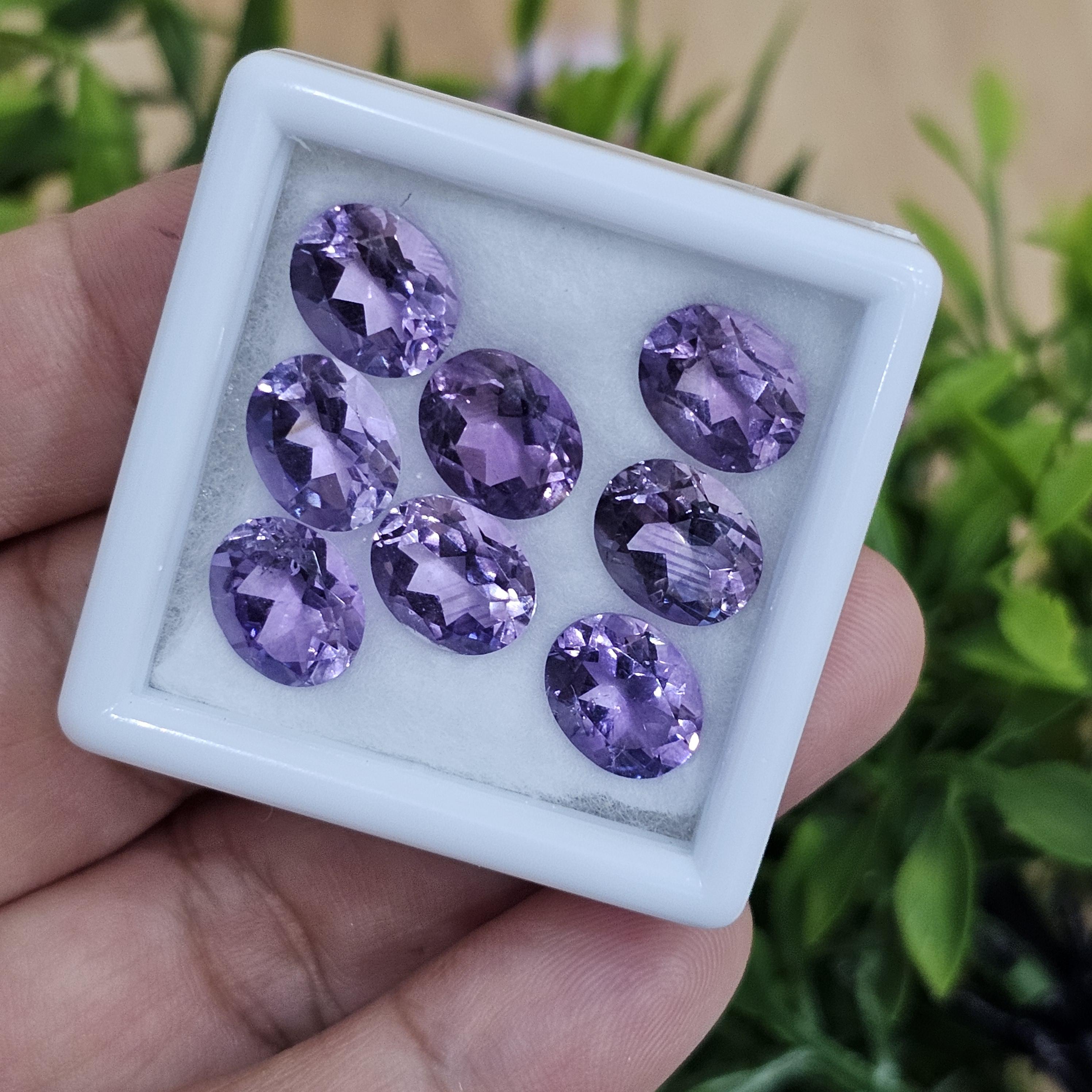 พลอย อเมทิส Amethyst 21.34 กะรัต (Cts.) 8 เม็ด (Pcs.) พลอยแท้ อัญมณีมงคลประจําวันเกิด เครื่องประดับพลอย