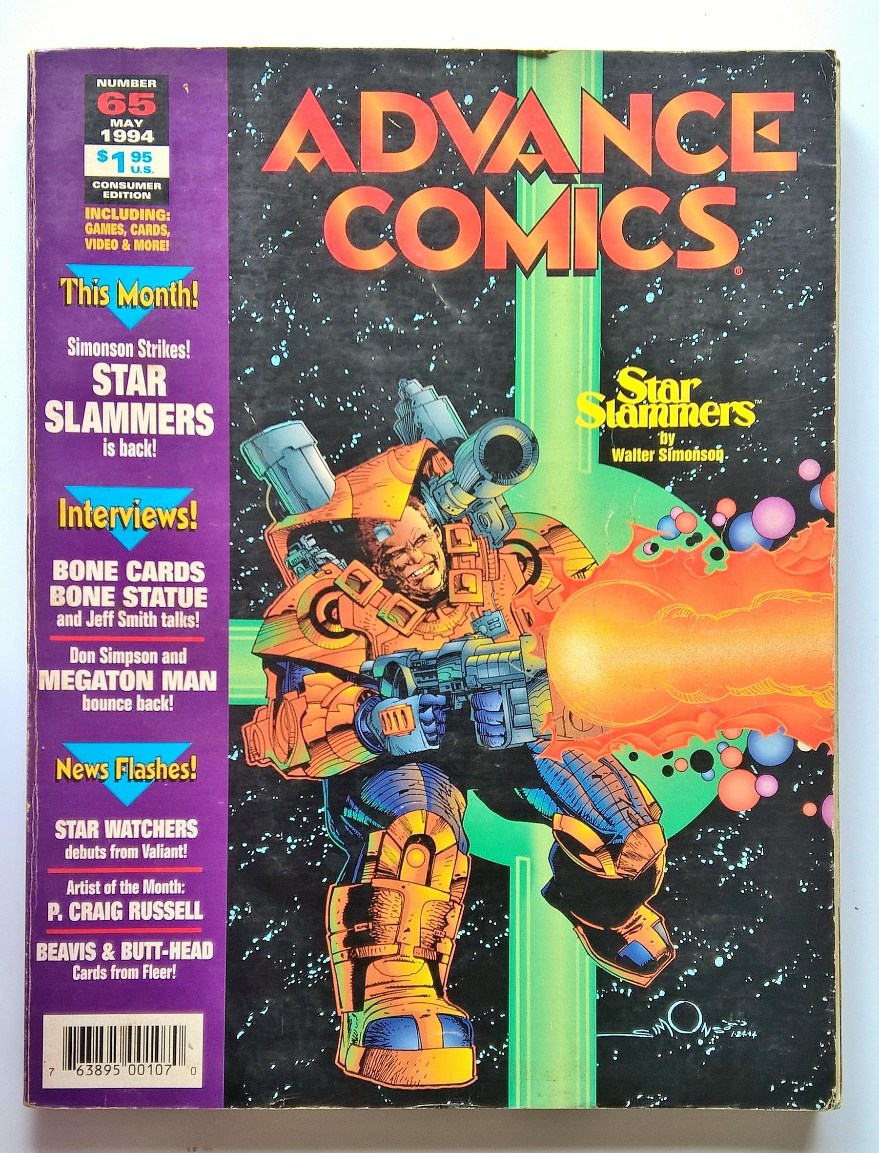มีหลายภาพ,นิตยสารการ์ตูนเก่า ภาษาอังกฤษ ADVANCE COMICS No. 65 MAY 1994 Consumer Edition, including games,cards,video&more!, Star Stammers is back.