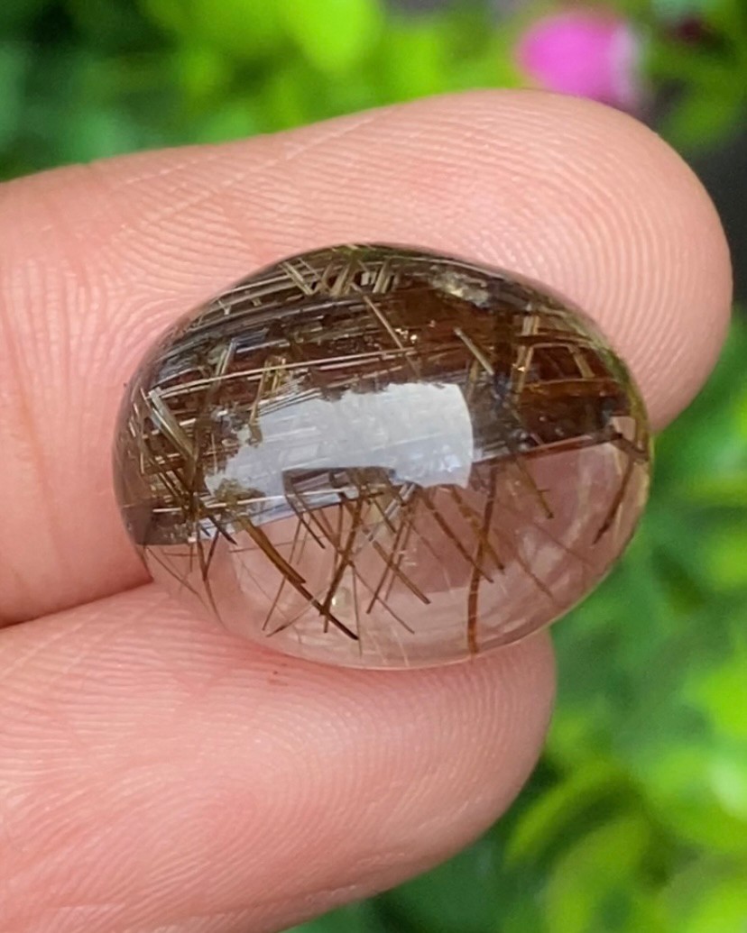 ไหมนาค ไหมจักรพรรดิ์ Rutilated Quartz 17.28 กะรัต Cts.พลอยแท้ อัญมณีมงคลประจําวันเกิด เครื่องประดับพลอย