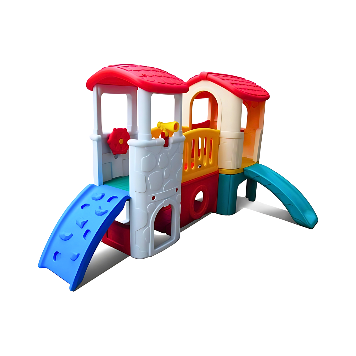 บ้านของเล่น บ้านน้อยสองชั้นสีขาวเเดง กระดานลื่น 1 ทาง Play House Two levels Little Play House (White-Red Color)