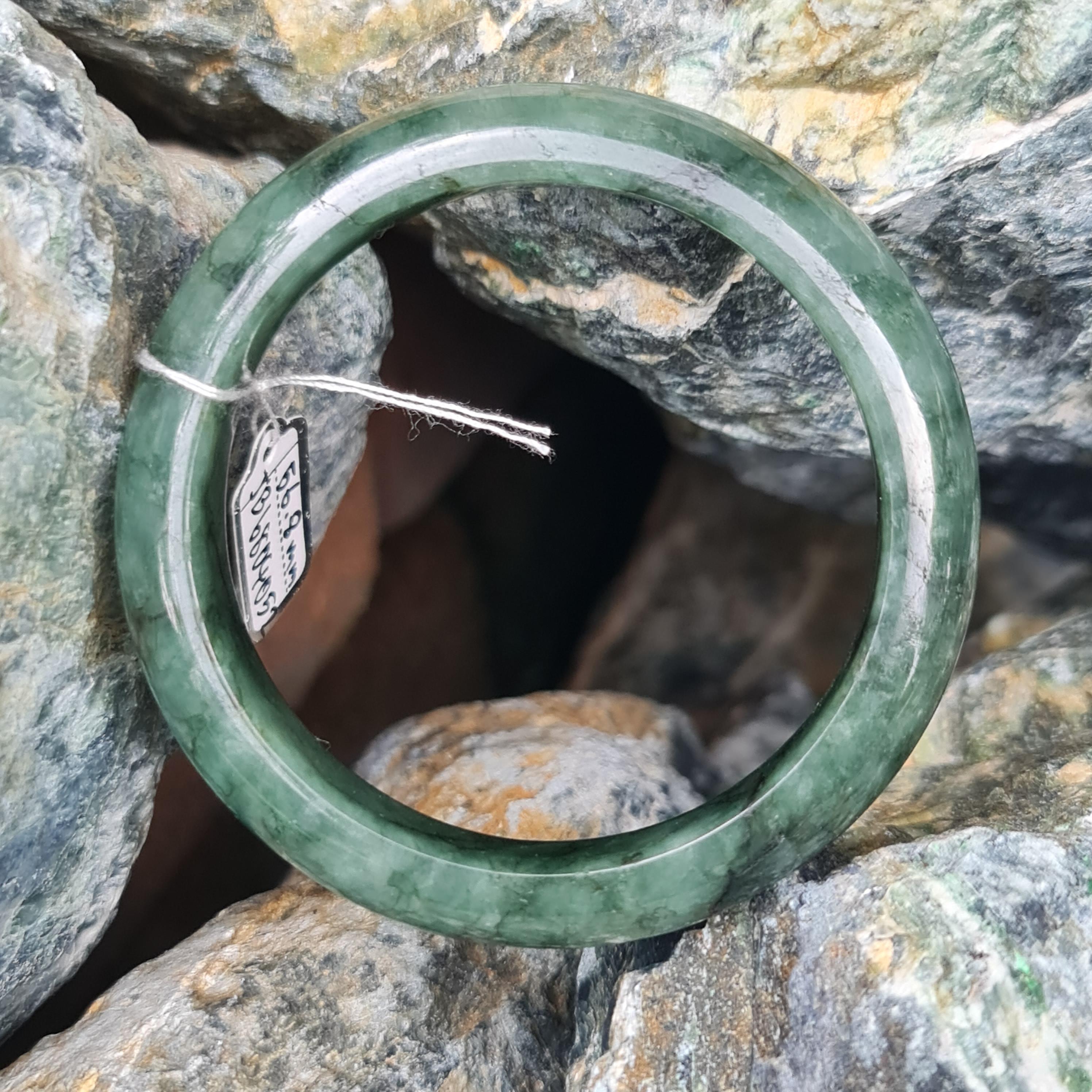 JB6804052 หยก พม่า แท้ Jade กำไลหยก 56.8 มม. (Jadeite bracelet) พม่า (Myanmar)