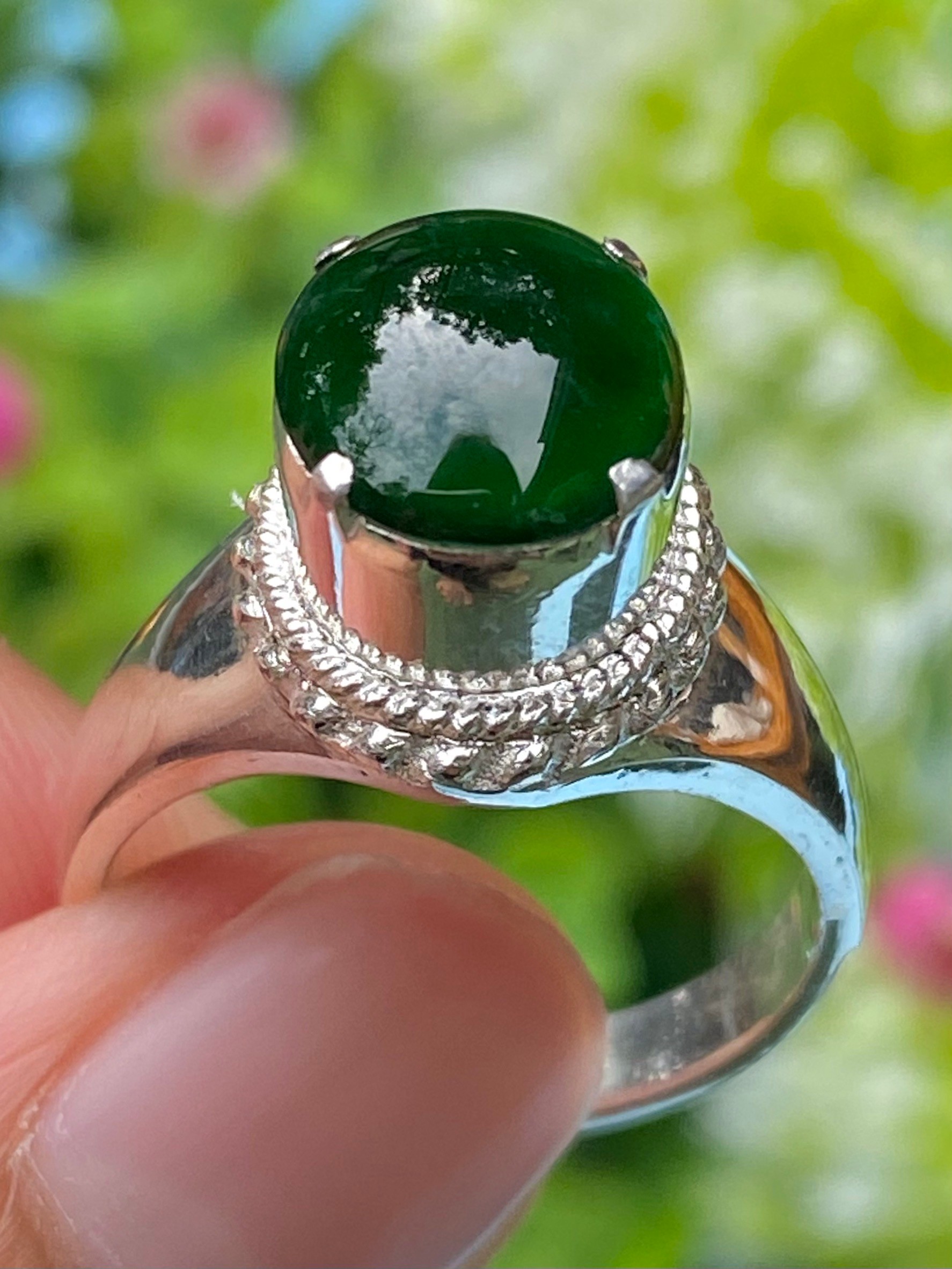 หยก พม่า แท้ Jade แหวนหยก (jadeite Ring) Size 57 ดิบ ไม่ผ่านการปรับปรุง (Type A) พม่า (Myanmar)