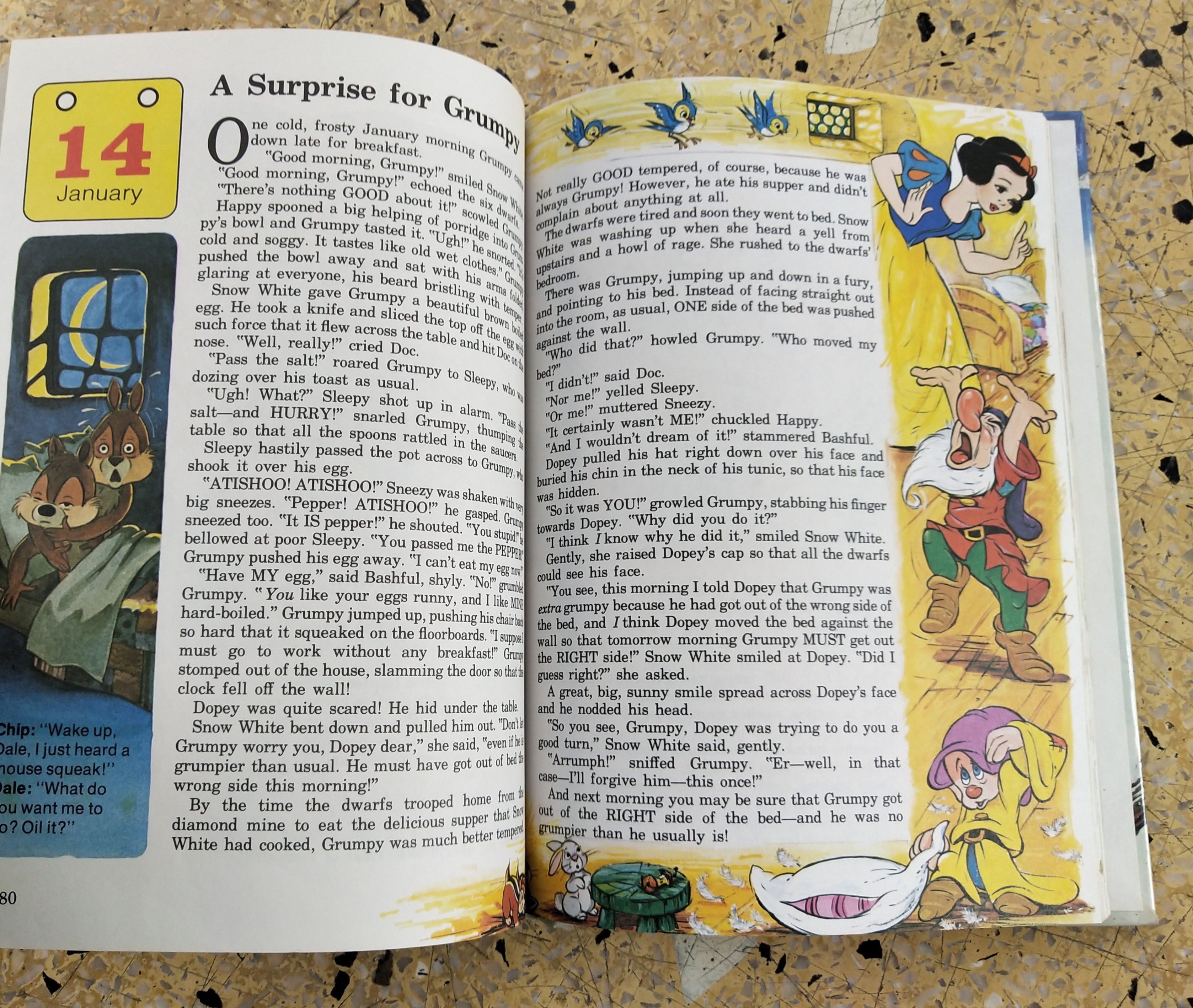 หนังสือภาพการ์ตูนดิสนีย์น่ารัก **หนังสิอเก่า มีตำหนิ โปรดตรวจสอบทุกภาพ ปกแข็ง ฉบับภาษาอังกฤษ เล่าเรื่องราวของทุกวันในฤดูหนาว ผ่านตัวการ์ตูนจากดิสนีย์ Story a Day for every day of the year ,Winter