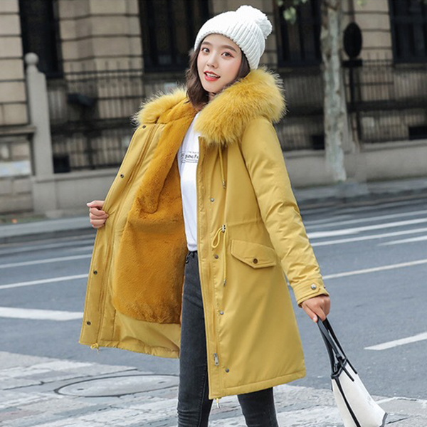 Overcoat เสื้อโค้ทกันหนาวซับเฟอร์ขนนุ่มใส่ติดลบลุยหิมะ มีฮู้ดเฟอร์ถอดได้ (12391X)