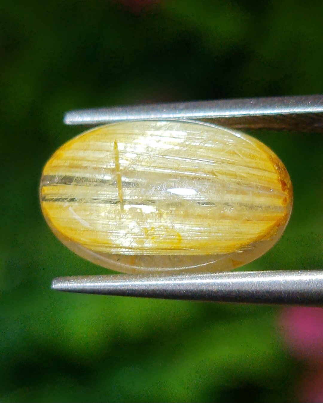 ตาแมว ไหมทอง ควอตซ์ Cat eye Golden Rutilated Quartz 5.18 กะรัต Cts.พลอยแท้ อัญมณีมงคลประจําวันเกิด เครื่องประดับพลอย