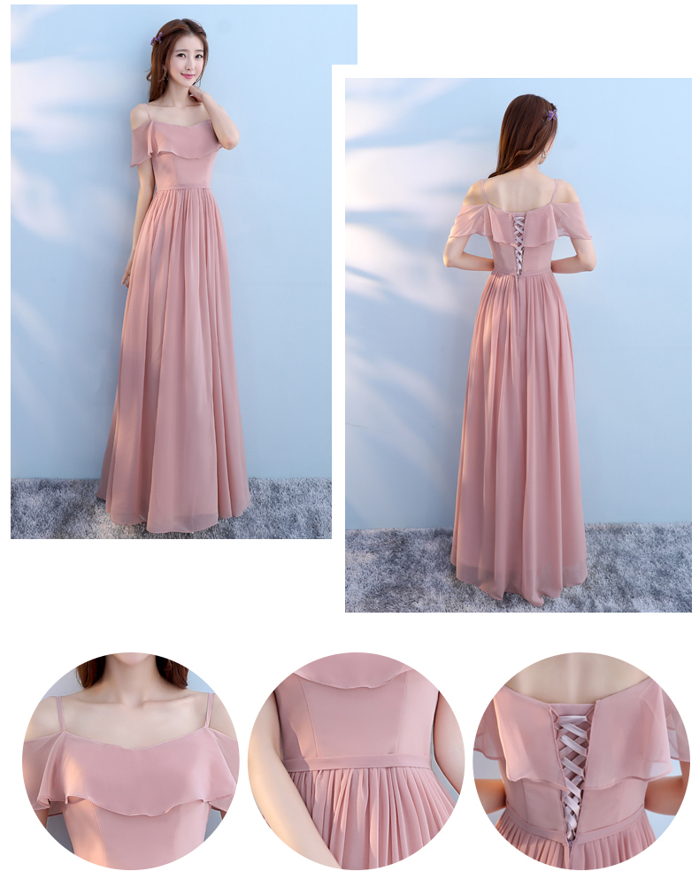 Pre-order ชุดเพื่อนเจ้าสาว สีชมพู Nude ผ้าชีฟอง เชือกผูกหลัง มีหลายแบบ