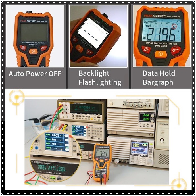 PEAKMETER auto range ดิจิตอลมัลติมิเตอร์แบบ NCV PM8248S