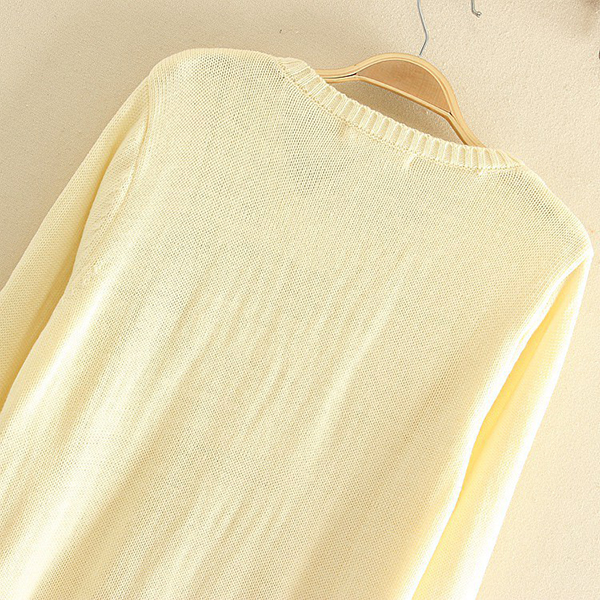 เสื้อไหมพรมตัวยาว แต่งปักลายการ์ตูนน่ารัก (11816LM)