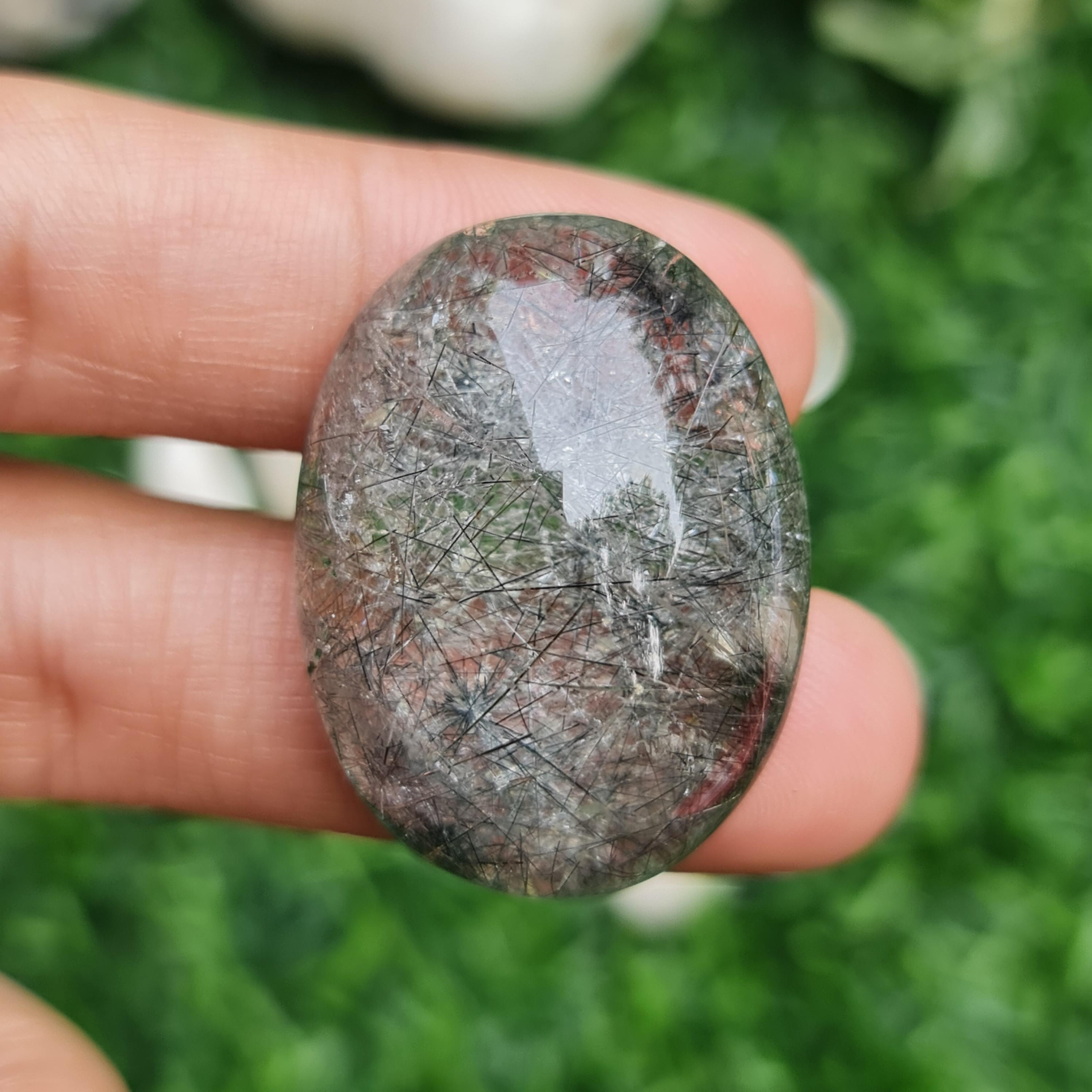 โป่งข่าม ควอตซ์ Rutilated Quartz 77.38 กะรัต Cts. พลอยแท้ อัญมณีมงคลประจําวันเกิด เครื่องประดับพลอย