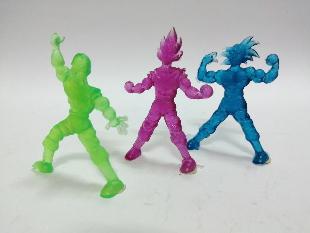 ตุ๊กตุ่นยาง ดราก้อนบอล เทนชินฮัน(เขียว) โกคู(ม่วง) โกคูซุปเปอร์ไซยา(ฟ้า)