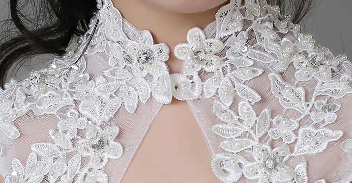 Pre-order ชุดราตรีเด็ก ชุดออกงาน ชุดกระโปรง สไตล์เจ้าหญิง แขนสั้น คอจีน เว้าตรงอก แต่งผ้าลูกไม้ กระโปรงตาข่าย มีซิปหลัง