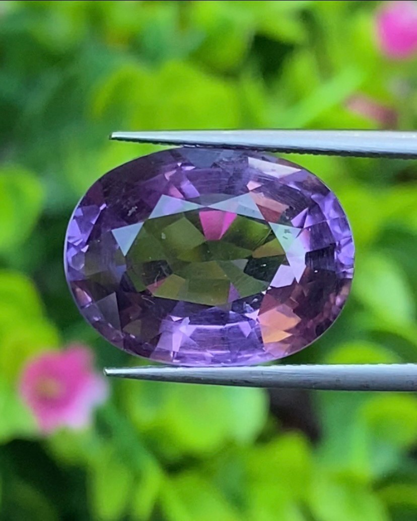 พลอย อเมทิส Amethyst 11.43 กะรัต (Cts.) พลอยแท้ อัญมณีมงคลประจําวันเกิด เครื่องประดับพลอย