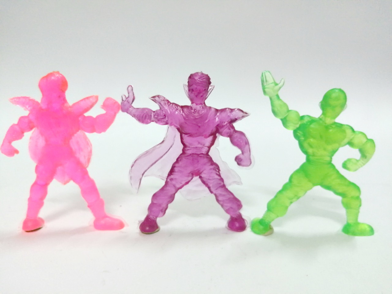 ตุ๊กตุ่นยาง ดราก้อนบอล เทนชินฮัน(เขียว) พิคโคโล่(ม่วง) จีส หน่วยรบกีนิว(ชมพูสะท้อนแสง)