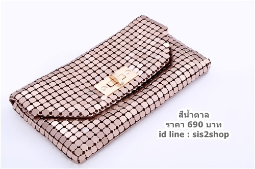Evening Clutch กระเป๋าออกงาน ด้านในมีซิป 2ที่ เปิด-ปิดง่าย พร้อมสายโซ่สะพายยาว