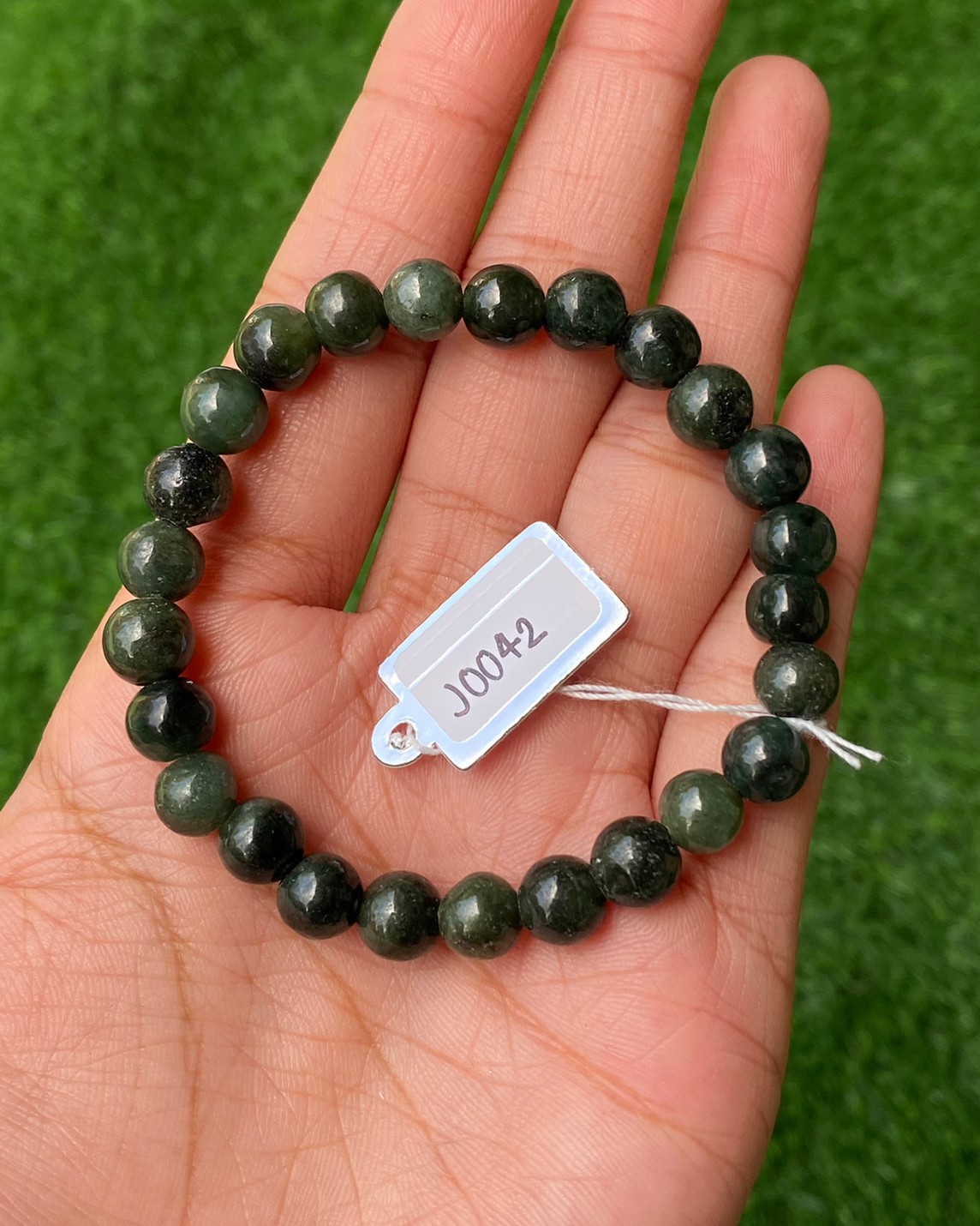 J0042 หยก พม่า แท้ Jade กำไล ประคำหยก (Jadeite Beads Bracelet) พม่า (Myanmar)
