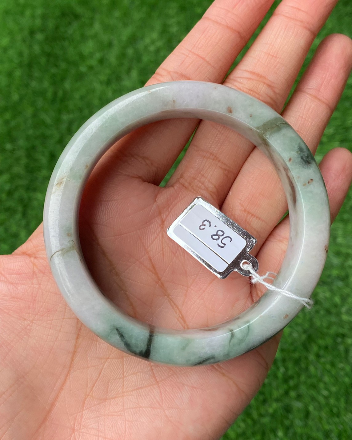 JB58011 หยก พม่า แท้ Jade กำไลหยก 58.3 มม. (Jadeite bracelet) พม่า (Myanmar)
