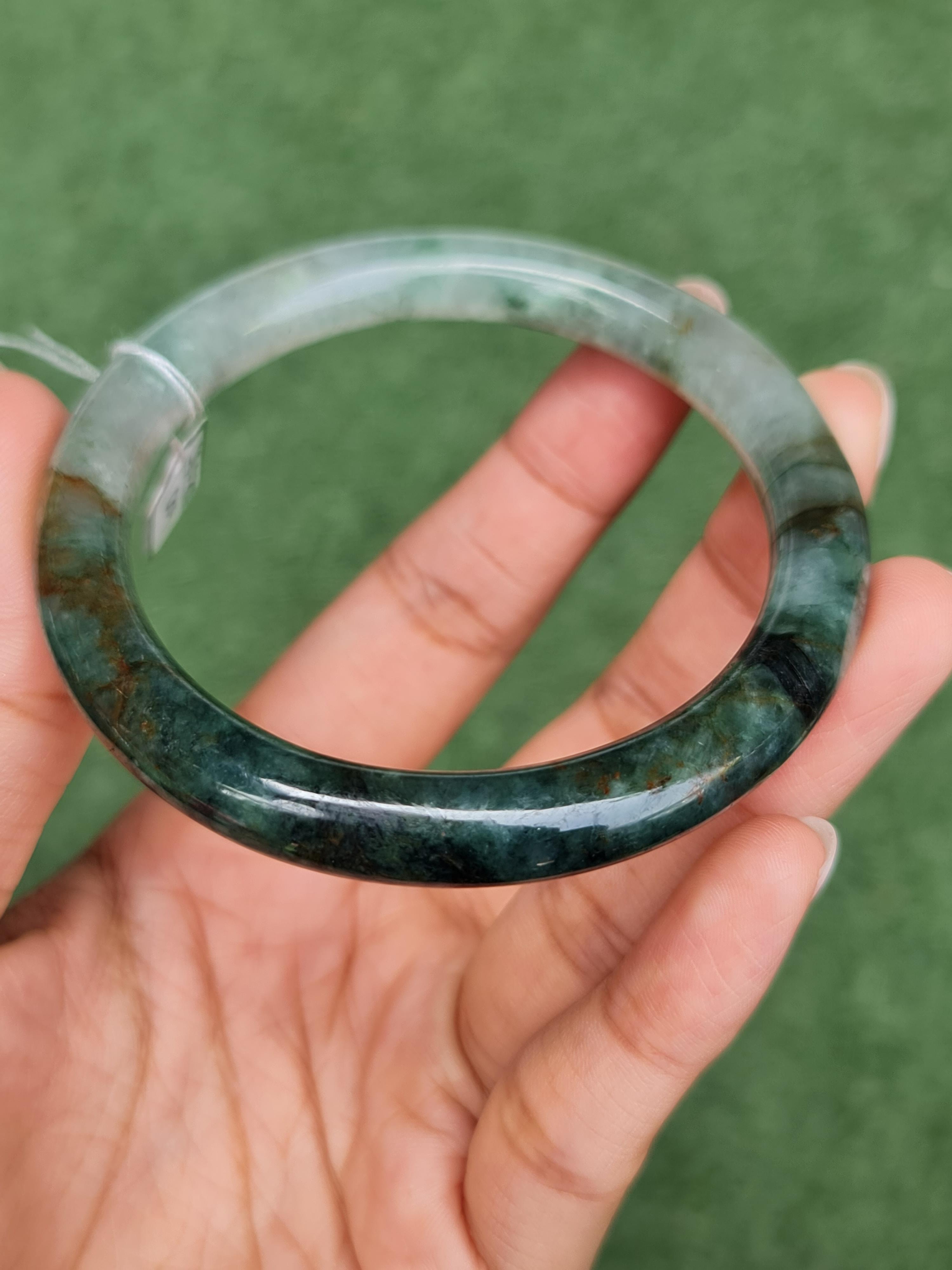 JB0703-009 หยก พม่า แท้ Jade กำไลหยก (Jadeite bracelet) พม่า (Myanmar) 58.4 มม.