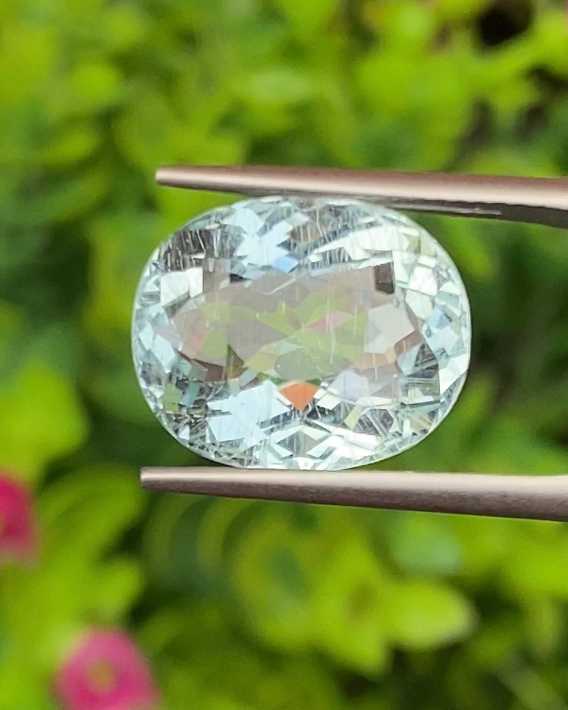 พลอย อความารีน Aquamarine 8.47 กะรัต (Cts.) พลอยแท้ อัญมณีมงคลประจําวันเกิด เครื่องประดับพลอย