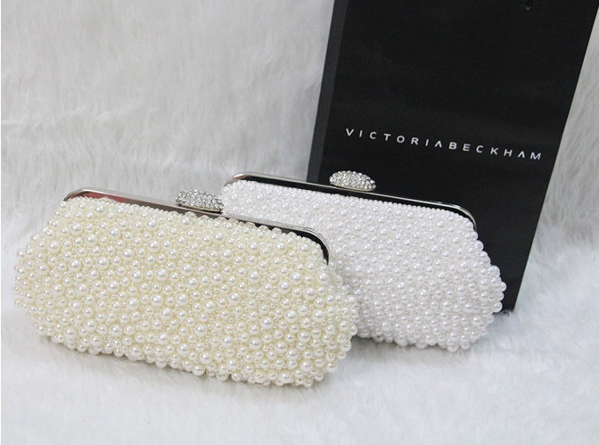 พร้อมส่ง Evening Clutch กระเป๋าออกงาน แต่งมุกทั้งใบ&จุกเปิดคริสตัล มาพร้อมสายสะพายสั้น/ยาว