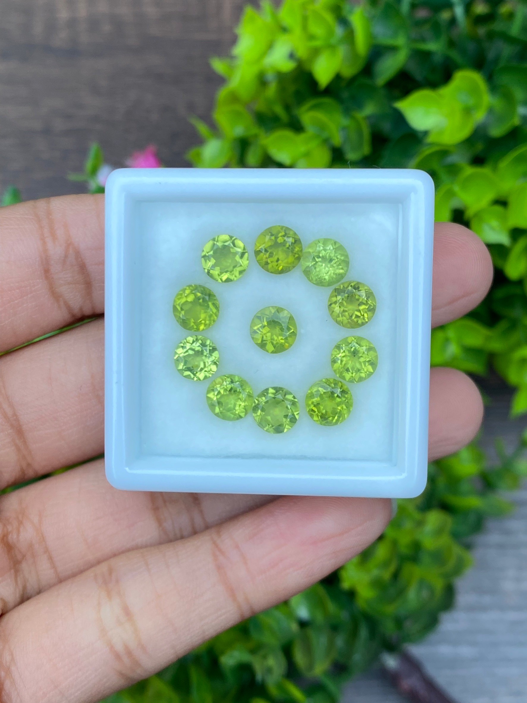 พลอย เพอริดอต Peridot 10.33 กะรัต (Cts.) 11 เม็ด (pcs.) พลอยแท้ อัญมณีมงคลประจําวันเกิด เครื่องประดับพลอย