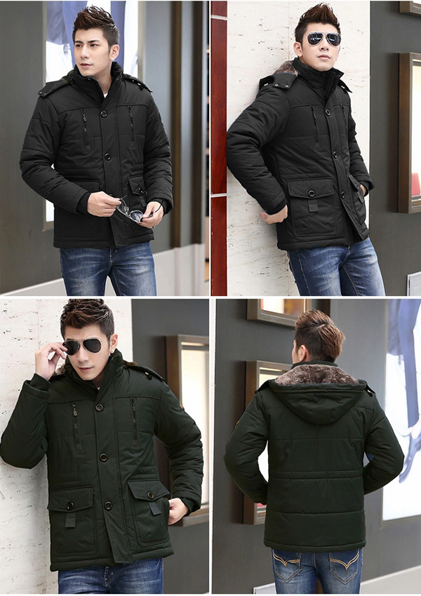 เสื้อโค้ทผู้ชายกันหนาวติดลบ แต่งเฟอร์ ฮู้ดถอดได้ (10112MM)