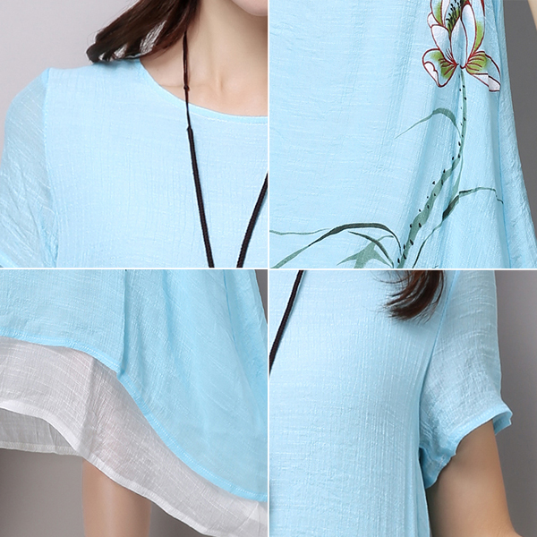 เดรสยาวแฟชั่นวินเทจ ผ้าทอพิมพ์ลายชายพริ้วสวย (11814M)