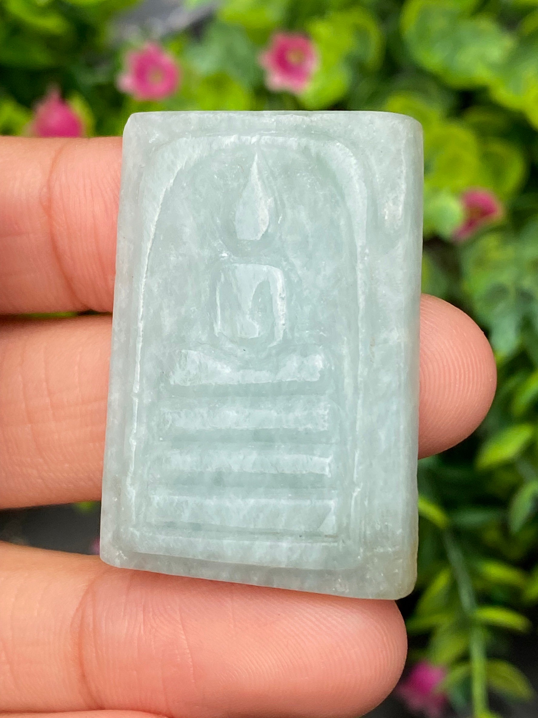 หยก แกะสลัก รูป พระ (Burmese jadeite) 78.11 กะรัต (cts.) หยก พม่า แท้