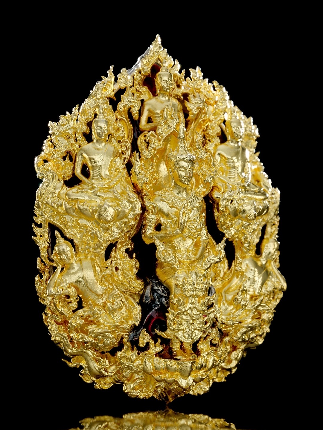 พระยมกปาฎิหาริย์ รายการพิเศษ เนื้อบรอนซ์ชุบทองหลังชุบซาตินลงยาแดง