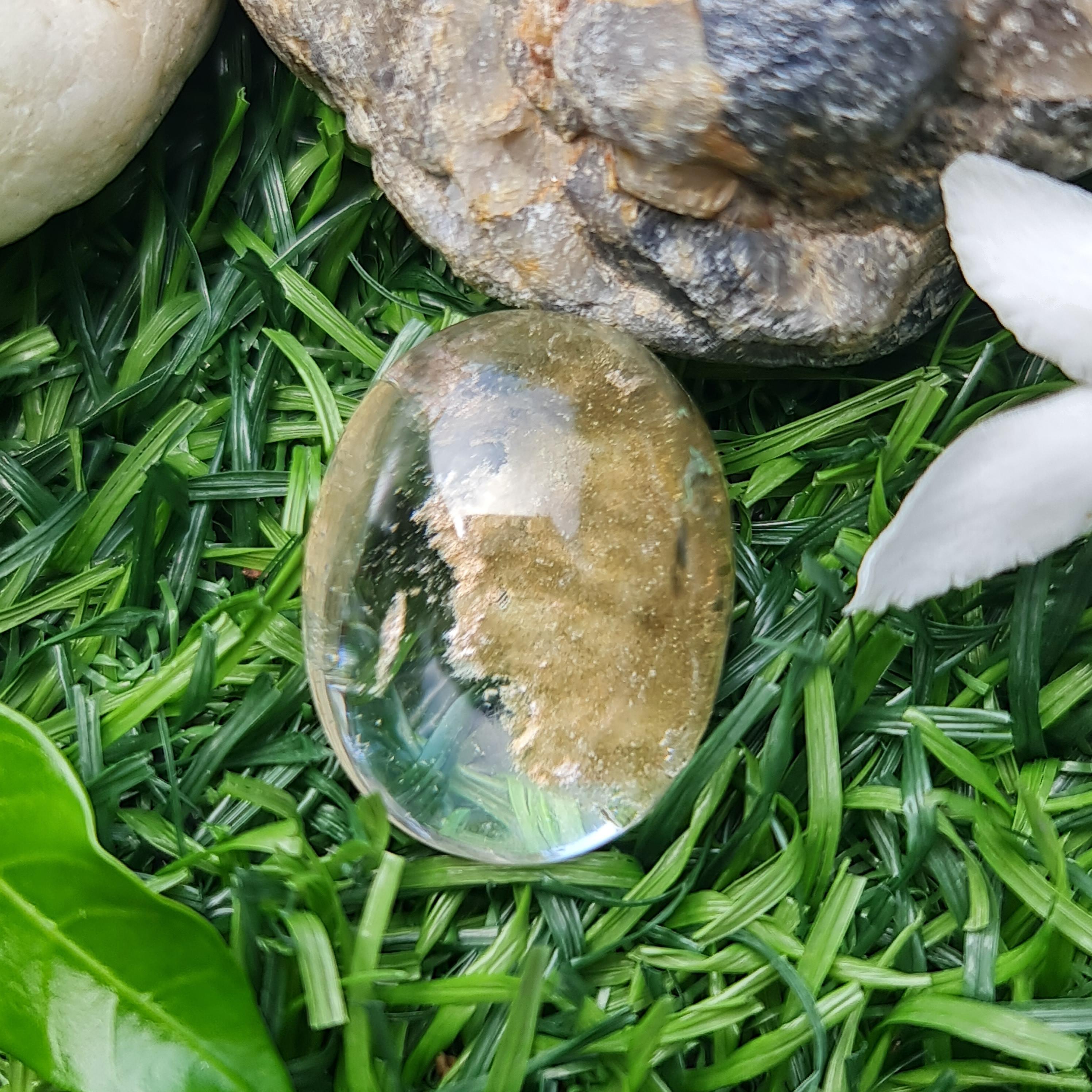 โป่งข่าม ควอตซ์ Rutilated Quartz 35.03 กะรัต Cts. พลอยแท้ อัญมณีมงคลประจําวันเกิด เครื่องประดับพลอย