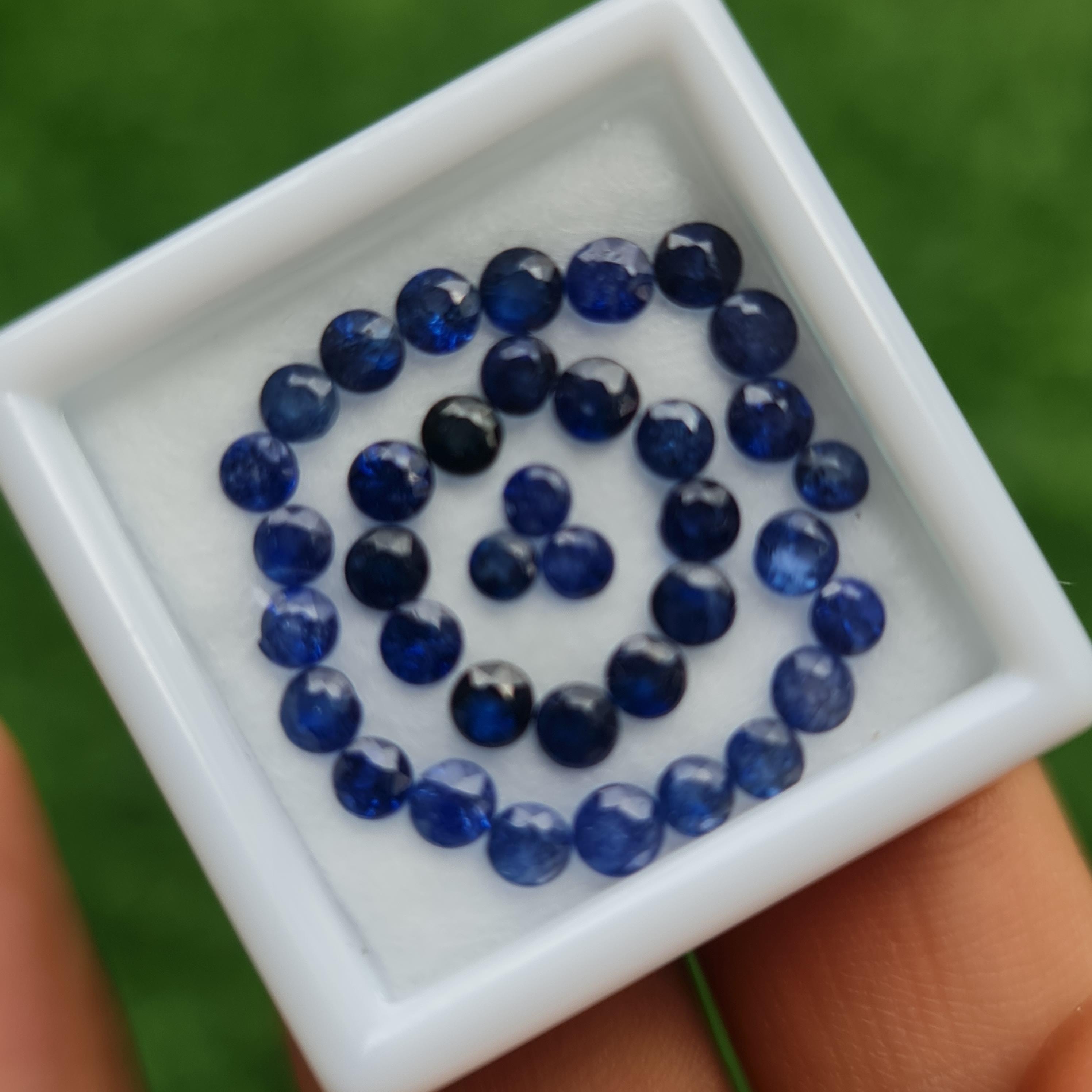 พลอย ไพลิน blue sapphire 5.92 กะรัต (Cts.) 55 เม็ด (pcs.) พลอยแท้ อัญมณีมงคลประจําวันเกิด เครื่องประดับพลอย