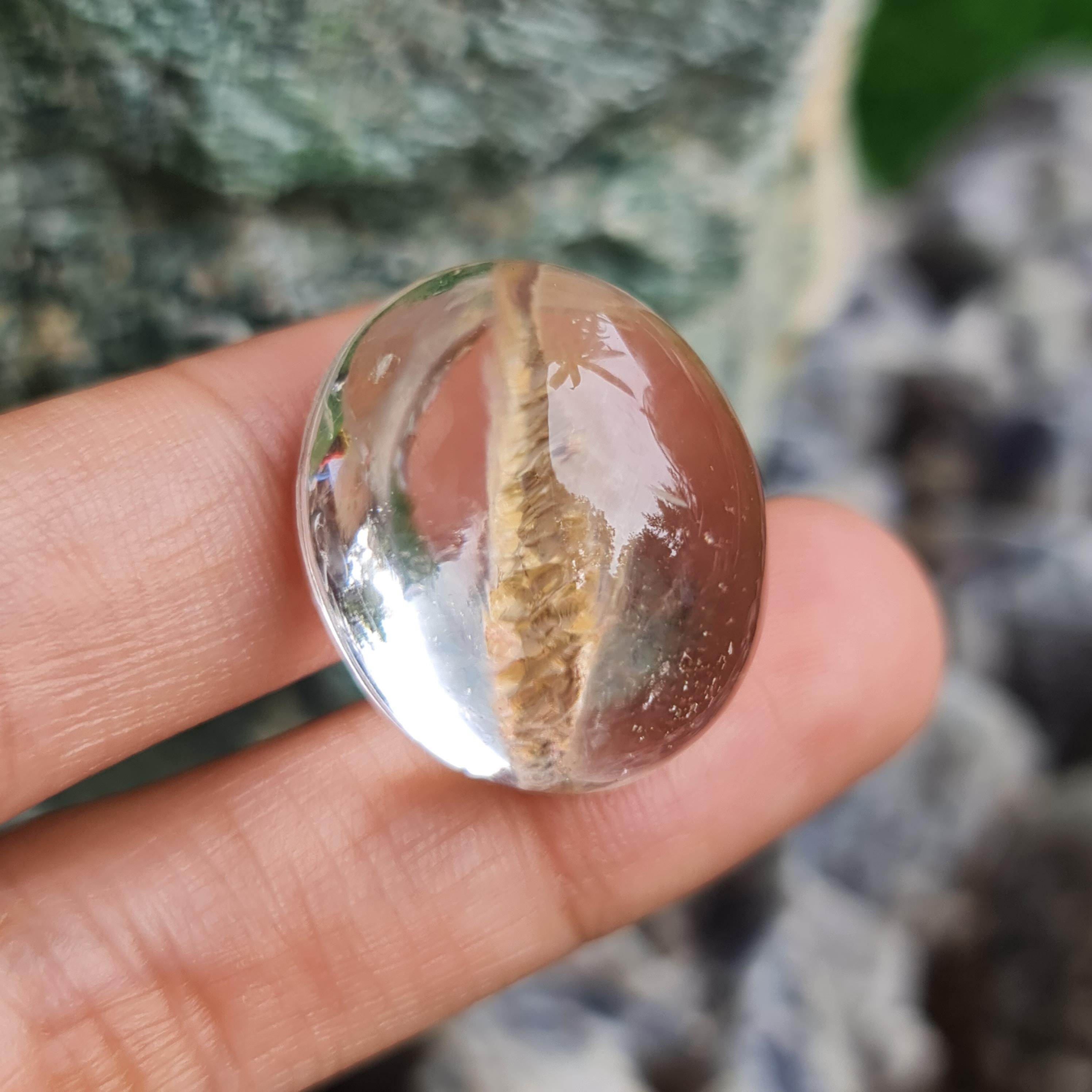 โป่งข่าม ควอตซ์ Rutilated Quartz 58.44 กะรัต Cts. พลอยแท้ อัญมณีมงคลประจําวันเกิด เครื่องประดับพลอย