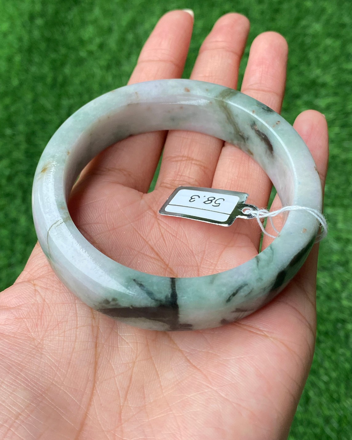 JB58011 หยก พม่า แท้ Jade กำไลหยก 58.3 มม. (Jadeite bracelet) พม่า (Myanmar)