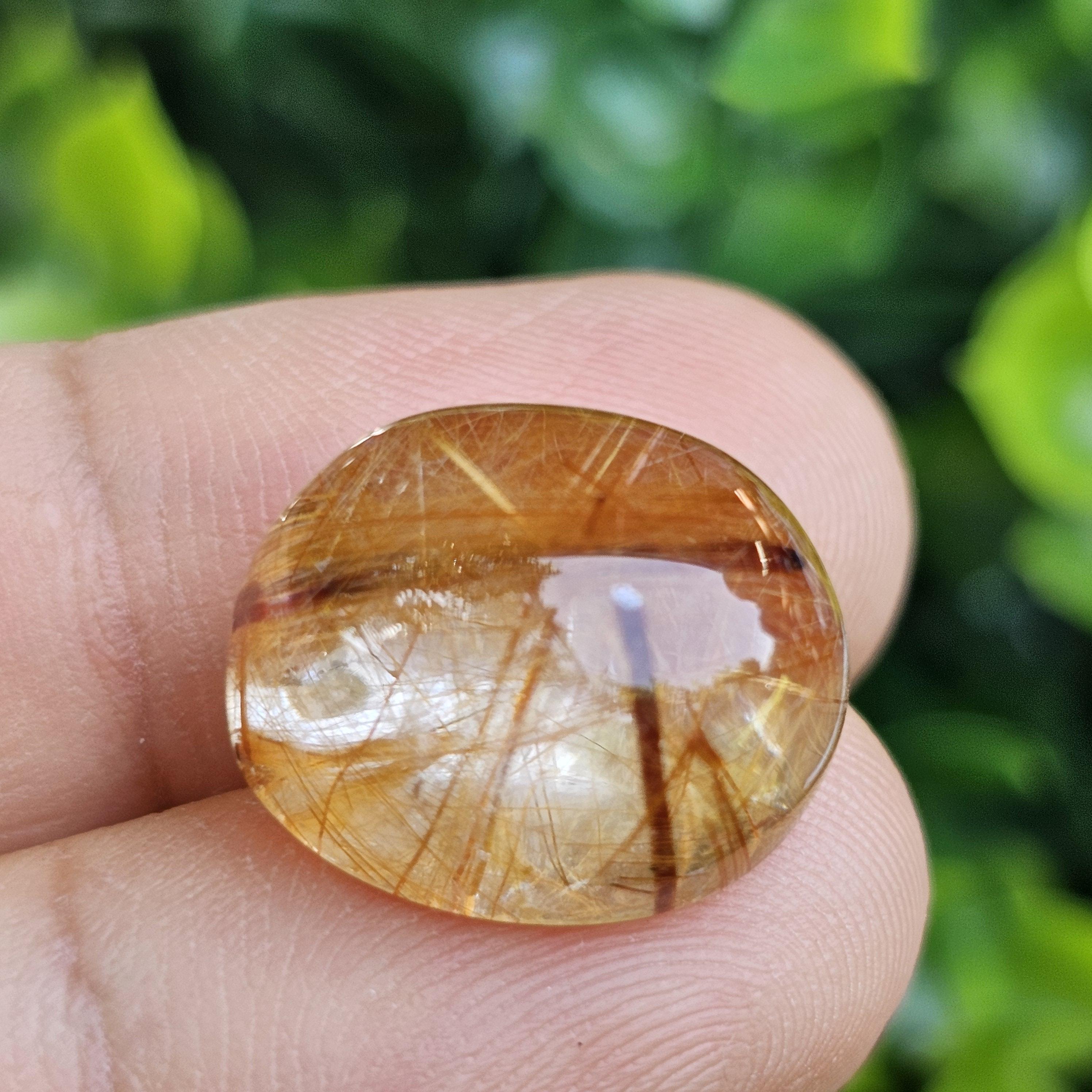 ไหมทอง ควอตซ์ Golden Rutilated Quartz 17.12 กะรัต Cts.พลอยแท้ อัญมณีมงคลประจําวันเกิด เครื่องประดับพลอย