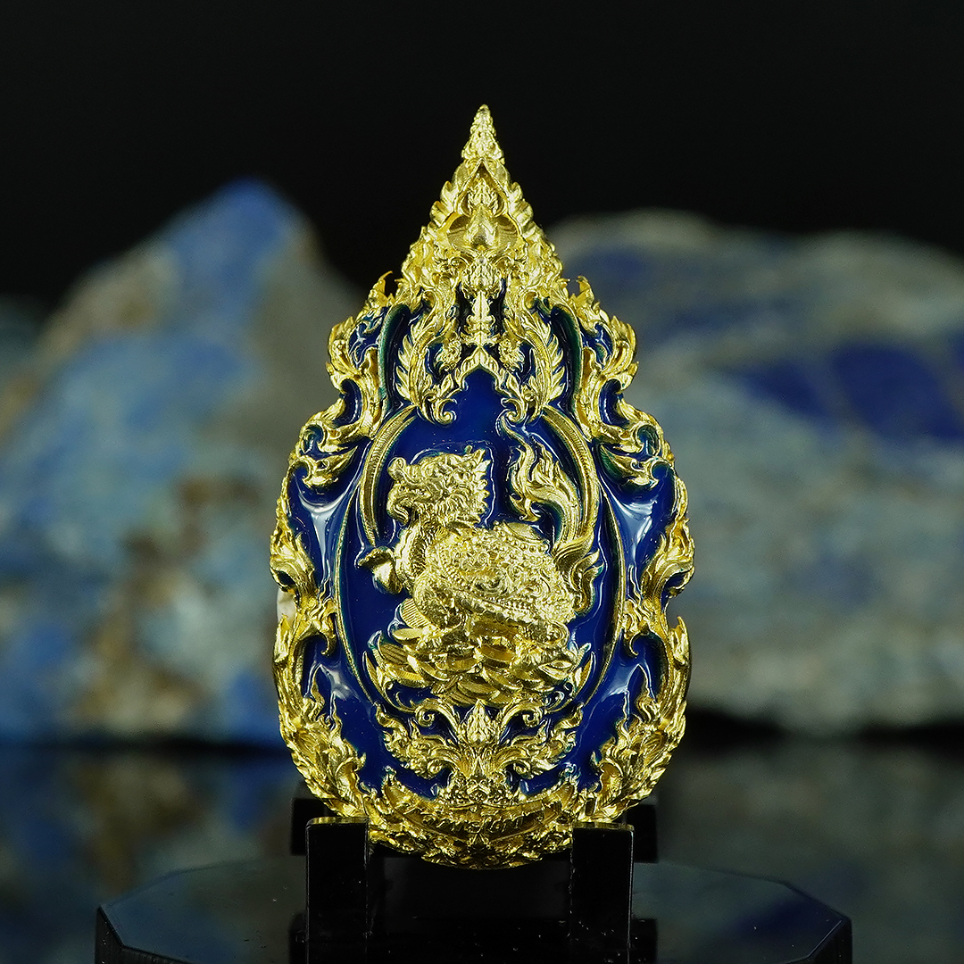 ท้าวเวสสุวรรณ ทรัพย์เทวา รายการที่ 12 เนื้อบรอนซ์ ชุบทอง องค์เงิน พื้นน้ำเงิน