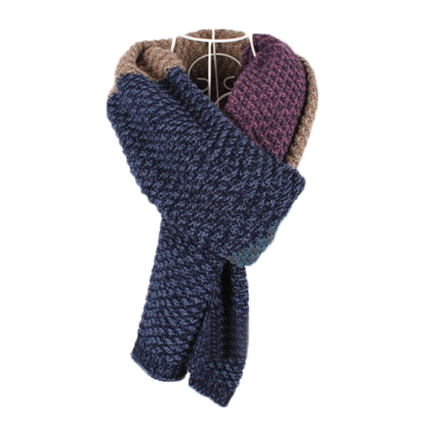 ผ้าพันคอไหมพรมถักลายตัดสี ผืนยาว ใช้ได้ทั้งหญิงและชาย (11307L)