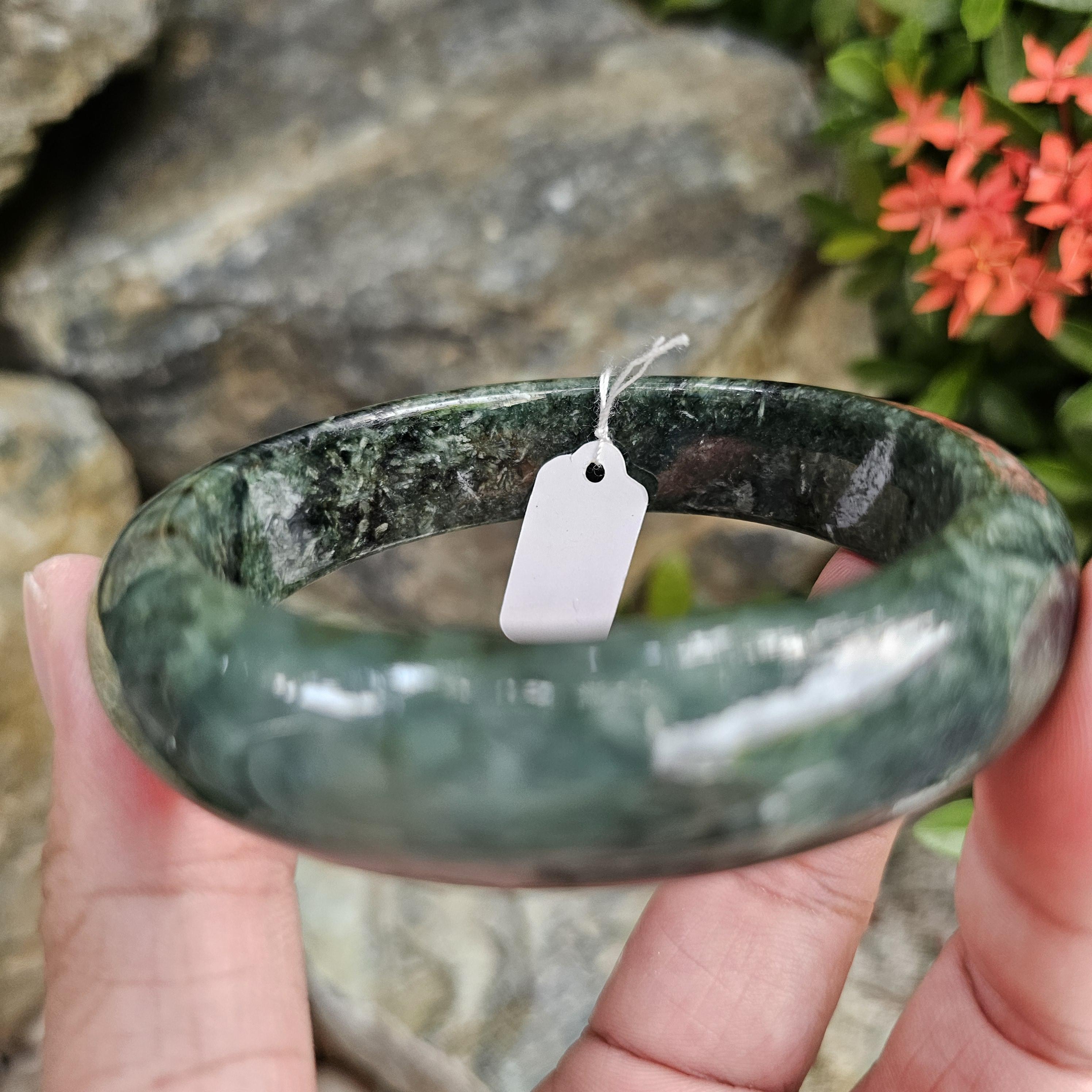 JB6804037 หยก พม่า แท้ Jade กำไลหยก 62.2 มม. (Jadeite bracelet) พม่า (Myanmar)