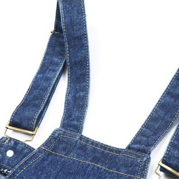 เอี้ยมยีนส์ขาสั้น แต่งปะขาดแนวเซอร์ มีกระเป๋าคู่ (12178X)