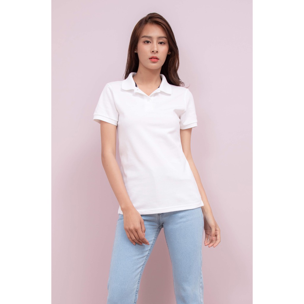 No Problem Noproblem ยอดขาย No.1 รับประกัน ไม่ย้วย ไม่ยืด ผ้านุ่ม เสื้อโปโล หญิง สีขาว