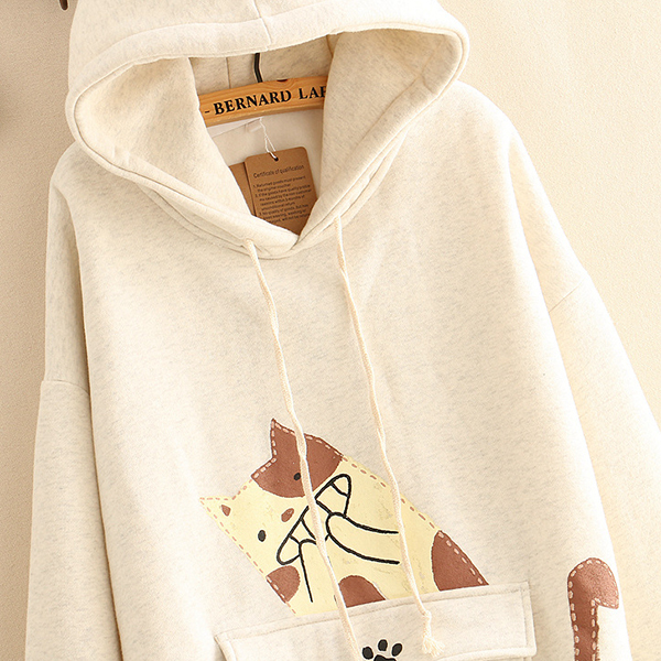 เสื้อสเวตเตอร์กันหนาว มีฮู้ด แต่งกระเป๋าหน้า (12336LM)