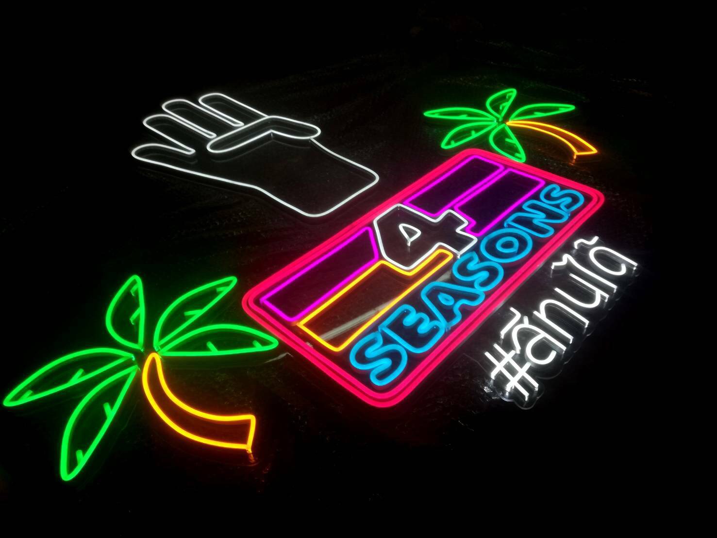 ป้ายไฟนีออนดัด สีสดใส - 4SEASONS #สีทนได้