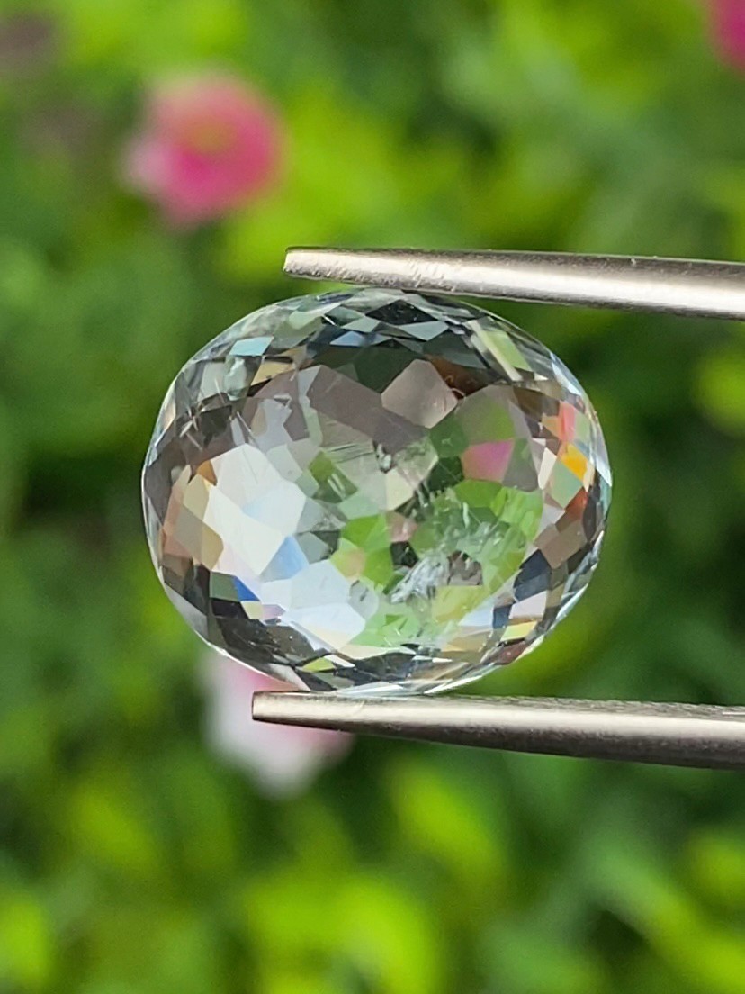 พลอย อความารีน Aquamarine 5.96 กะรัต (Cts.) พลอยแท้ อัญมณีมงคลประจําวันเกิด เครื่องประดับพลอย