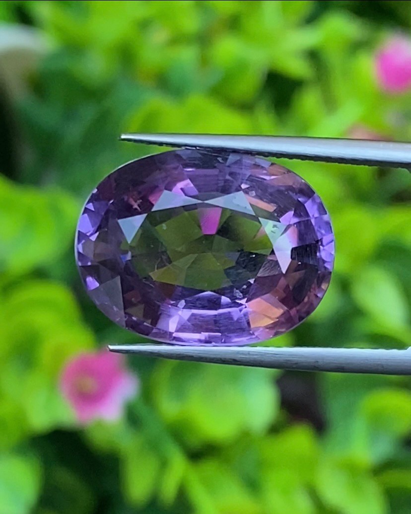 พลอย อเมทิส Amethyst 11.43 กะรัต (Cts.) พลอยแท้ อัญมณีมงคลประจําวันเกิด เครื่องประดับพลอย