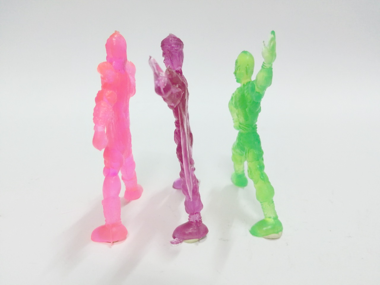 ตุ๊กตุ่นยาง ดราก้อนบอล เทนชินฮัน(เขียว) พิคโคโล่(ม่วง) จีส หน่วยรบกีนิว(ชมพูสะท้อนแสง)