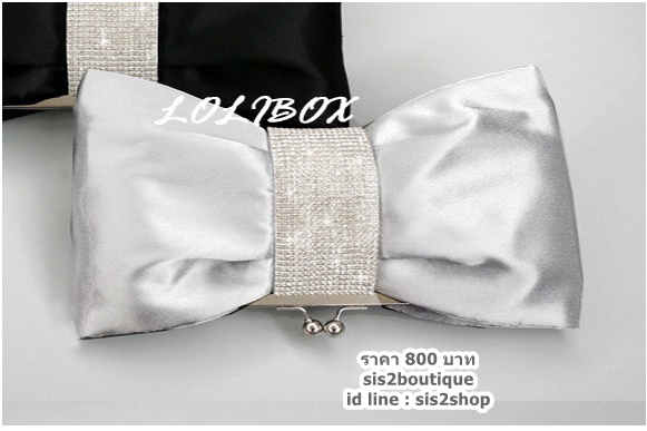 พร้อมส่ง Evening Clutch กระเป๋าออกงาน รูปโบว์ คาดเพชร สวยหรู