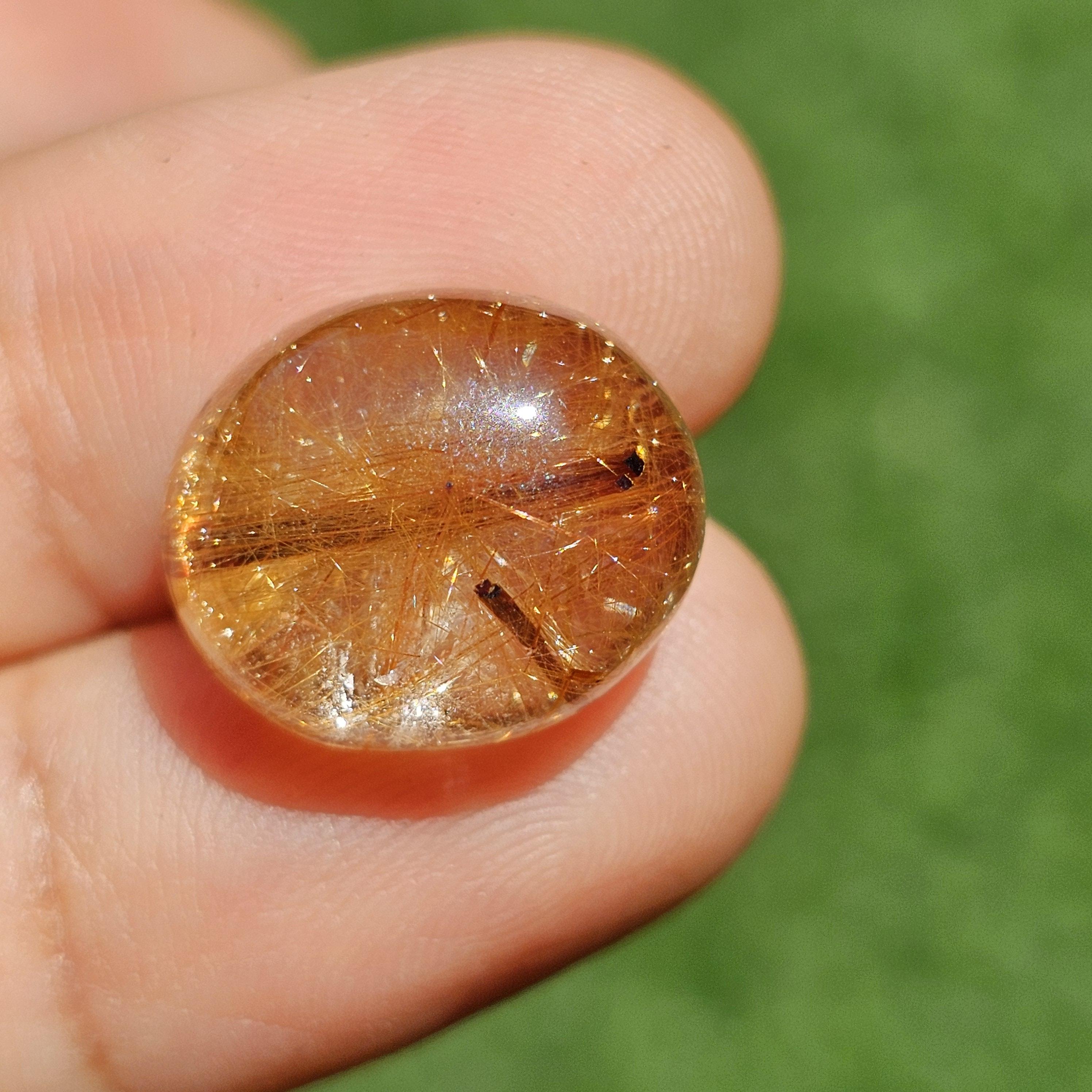 ไหมทอง ควอตซ์ Golden Rutilated Quartz 17.12 กะรัต Cts.พลอยแท้ อัญมณีมงคลประจําวันเกิด เครื่องประดับพลอย