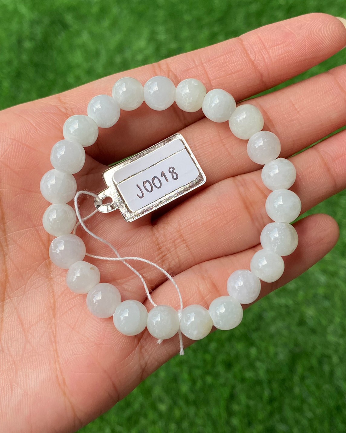 J0018 หยก พม่า แท้ Jade กำไล ประคำหยก (Jadeite Beads Bracelet) พม่า (Myanmar)