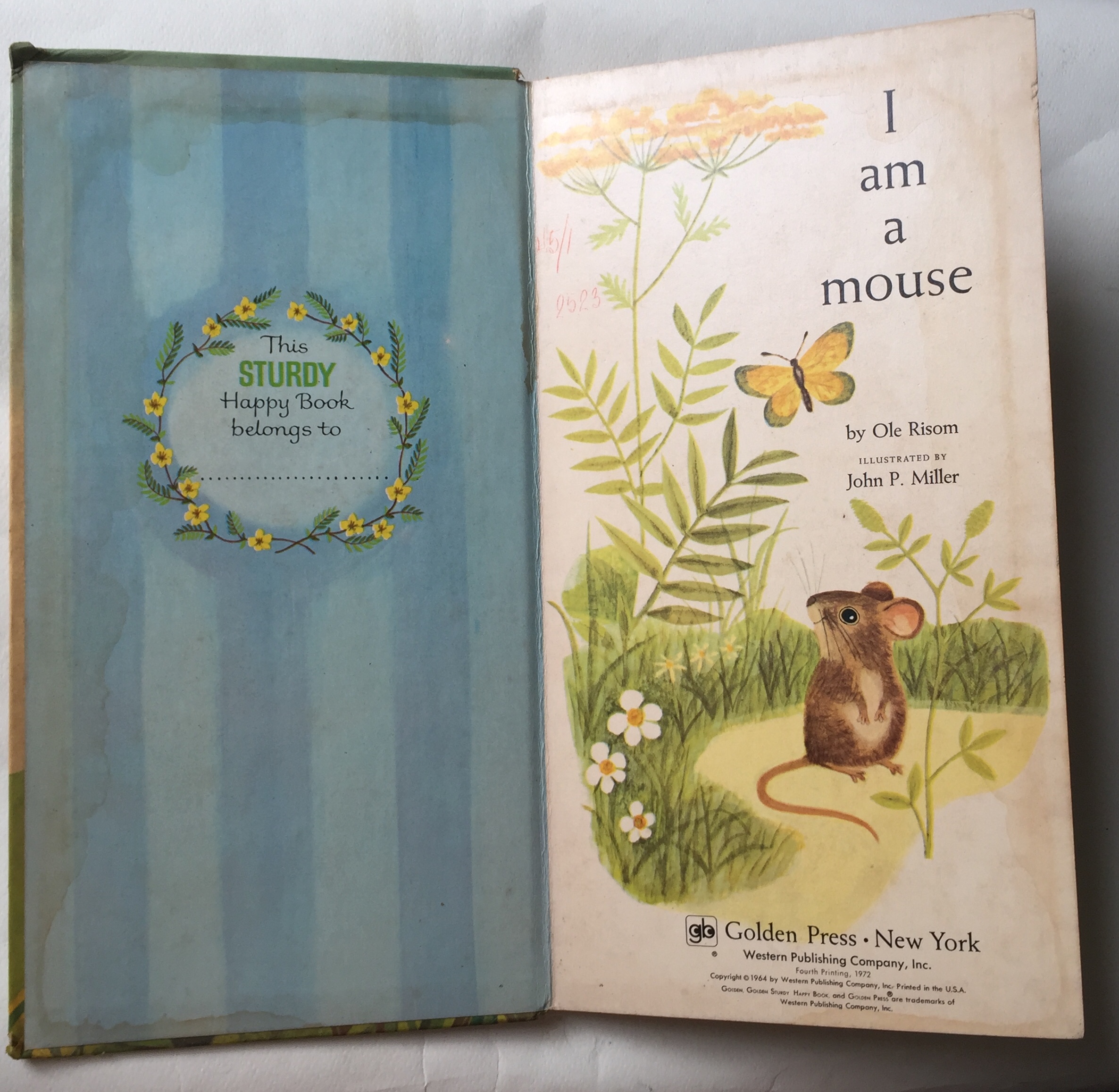 หนังสือนิทานเก่าภาพสวยปกแข็ง ปี 1964 ฉบับภาษาอังกฤษ "I am a Mouse", a golden sturdy happy book **มีตำหนิตามภาพ