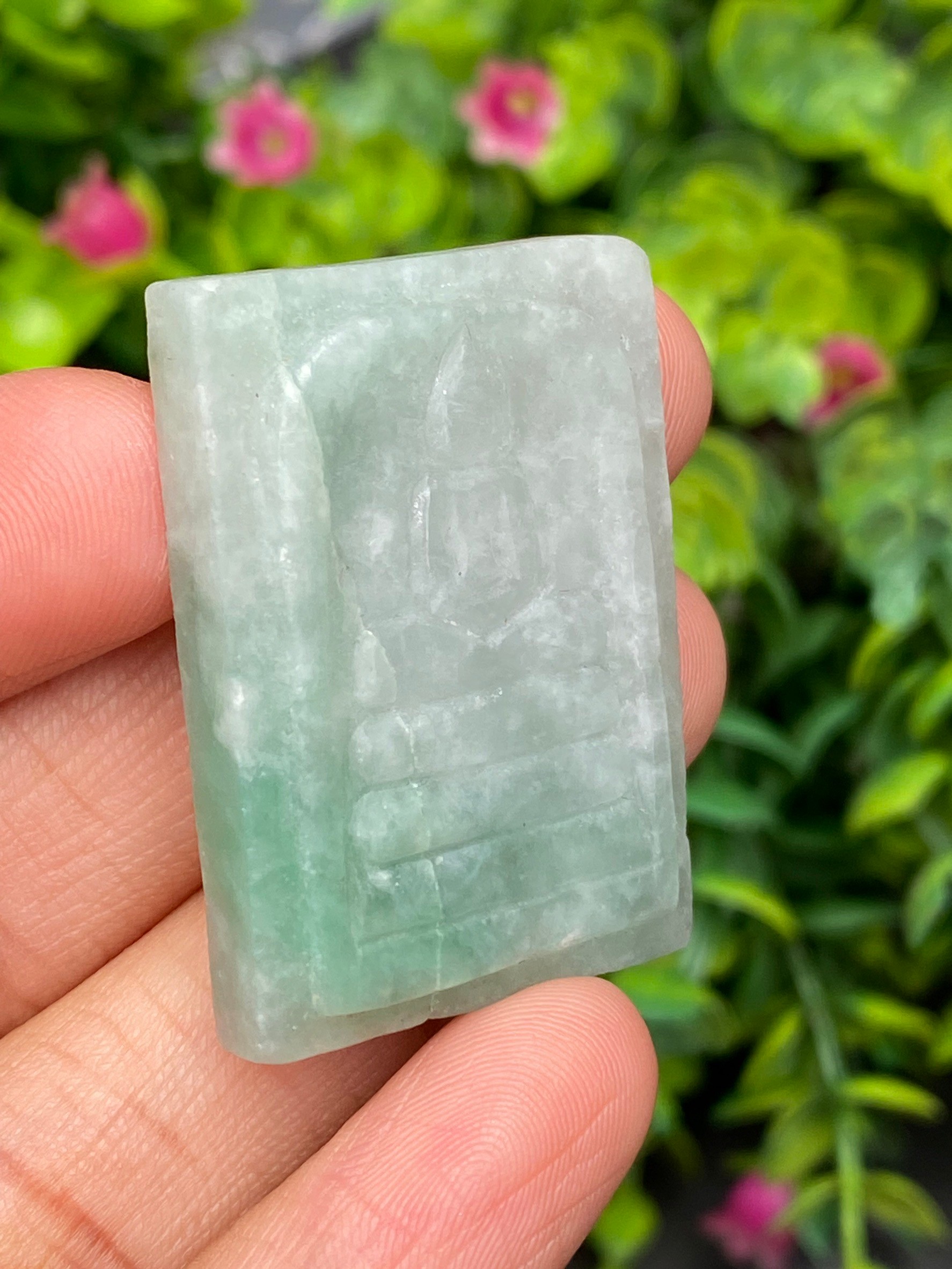 หยก แกะสลัก รูป พระ (Burmese jadeite) 81.33 กะรัต (cts.) หยก พม่า แท้