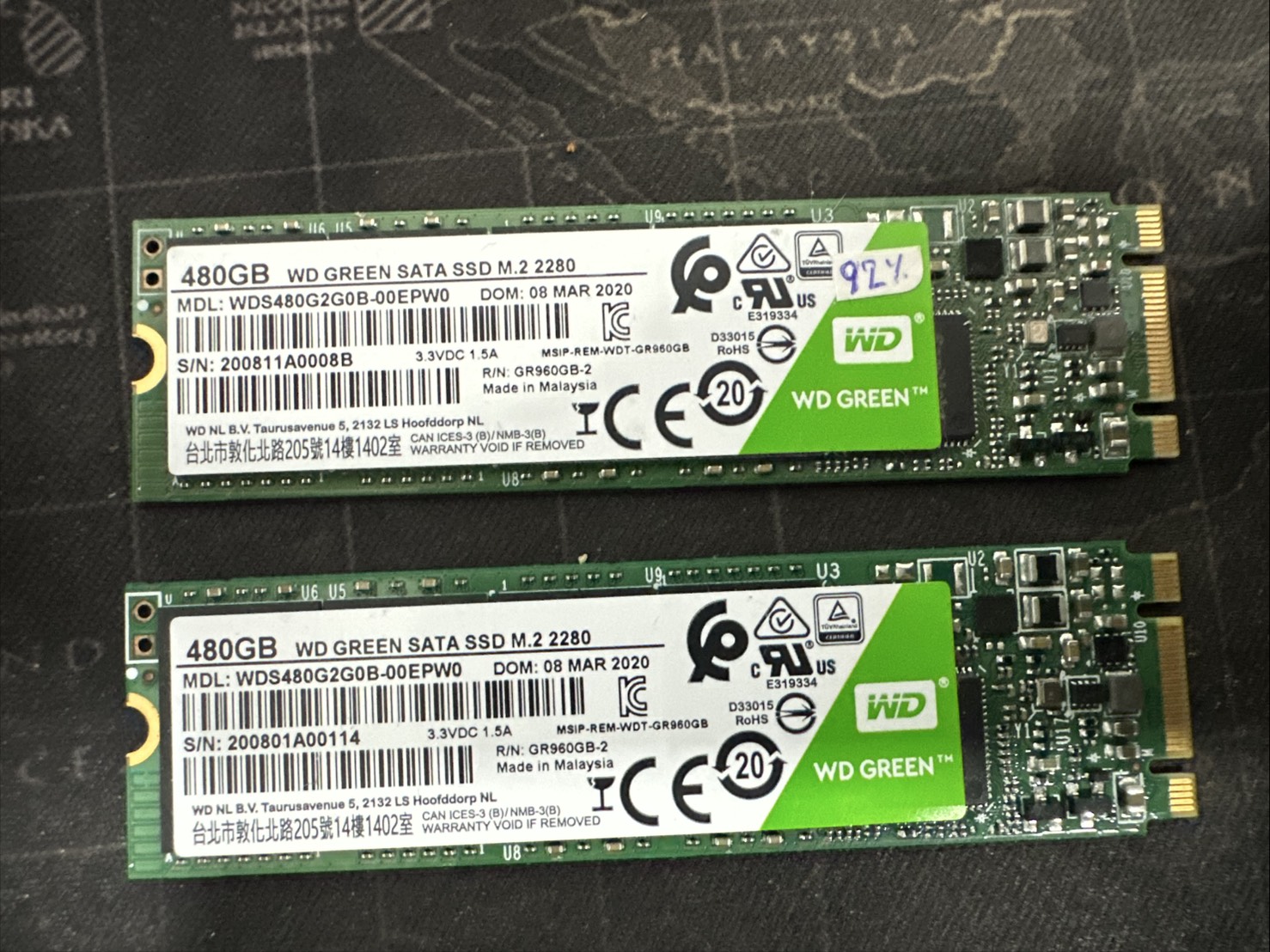 SSD WD Green 480GB M.2 SATA ได้ 2 ชิ้น ตามรูป