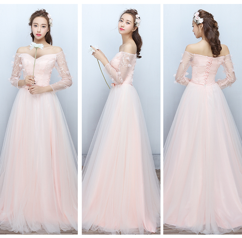 Pre-order ชุดเพื่อนเจ้าสาว สีชมพูโอรส กระโปรงตาข่าย เชือกผูกหลัง